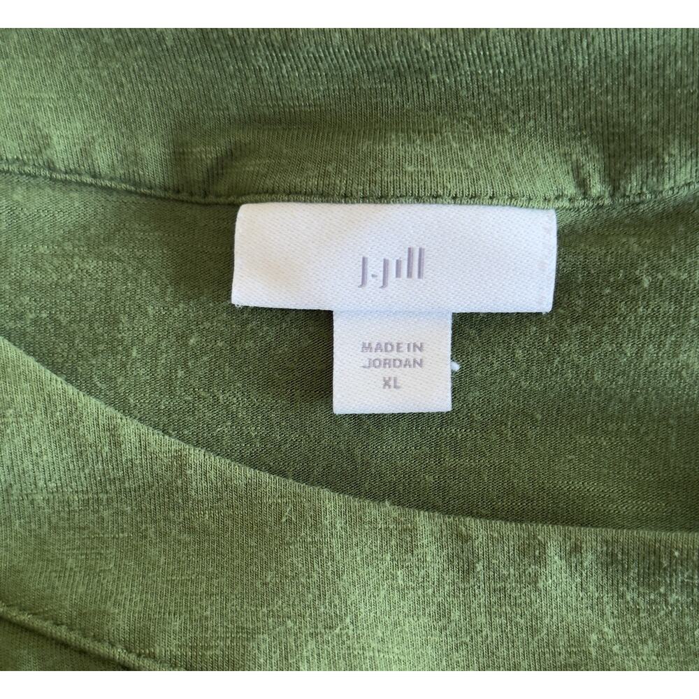 J JILL Olive Green Stretch Slub Jersey Knit High Neck Long Maxi Dress Pockets XL - Picture 3 of 10